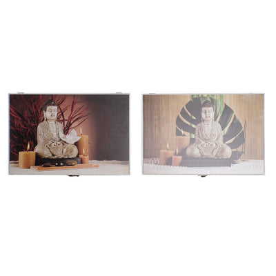Cover DKD Home Decor Counter Buddha MDF Wood 2 Units 46,5 x 6 x 31,5 cm