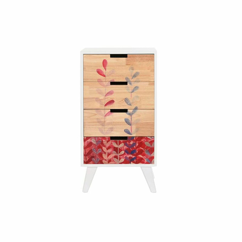Chest of drawers DKD Home Decor Natural Rubber wood White Maroon Paolownia wood (40 x 30 x 78 cm)