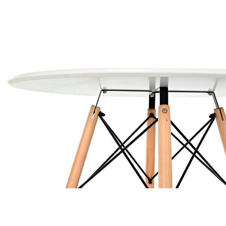 Dining Table DKD Home Decor White Black Natural Birch MDF Wood 90 x 90 x 74 cm