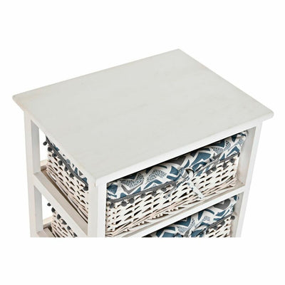 Chest of drawers DKD Home Decor Blue White wicker Paolownia wood (40 x 29 x 59 cm)