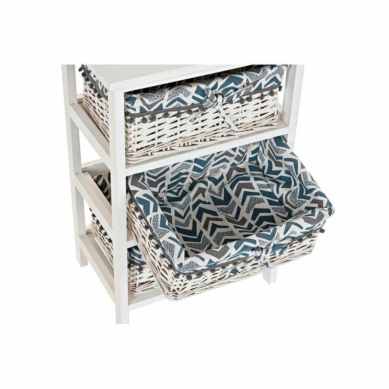 Chest of drawers DKD Home Decor Blue White wicker Paolownia wood (40 x 29 x 59 cm)
