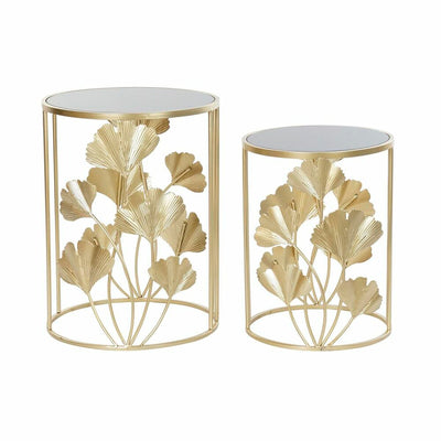 Conjunto de 2 mesas pequenas DKD Home Decor Dourado Metal Cristal 41,5 x 41,5 x 55 cm