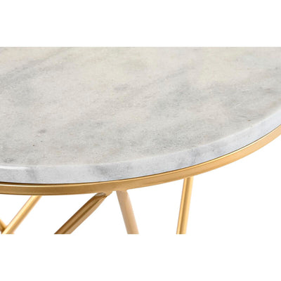 Table d'appoint DKD Home Decor Multicouleur Doré Métal Marbre 30 x 40 cm 50 x 50 x 59,5 cm