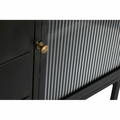 Sideboard DKD Home Decor Natural Black Golden Metal Mango wood (145 x 40 x 85 cm)