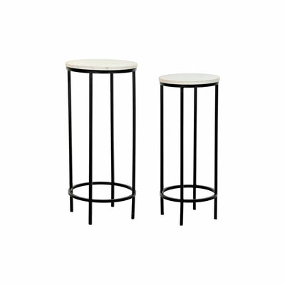 Set of 2 small tables DKD Home Decor White Black 30,5 x 30,5 x 69 cm