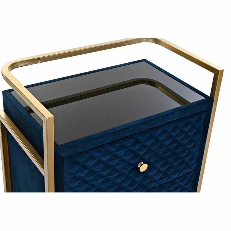 Nightstand DKD Home Decor 60 x 35 x 74 cm Crystal Blue Golden