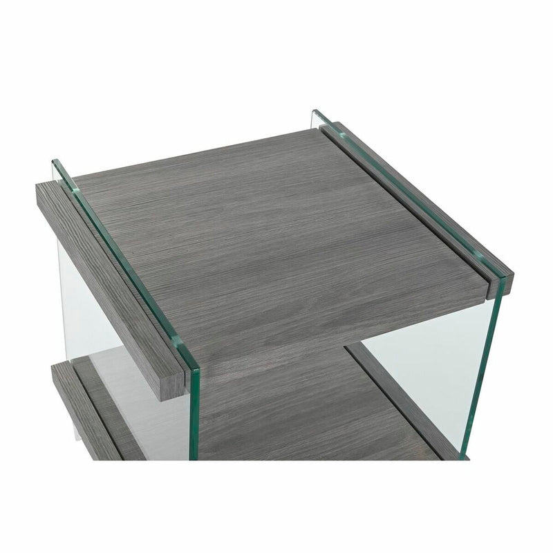 Mesa de Cabeceira DKD Home Decor Cristal MDF Vidro temperado (50 x 50 x 49 cm)