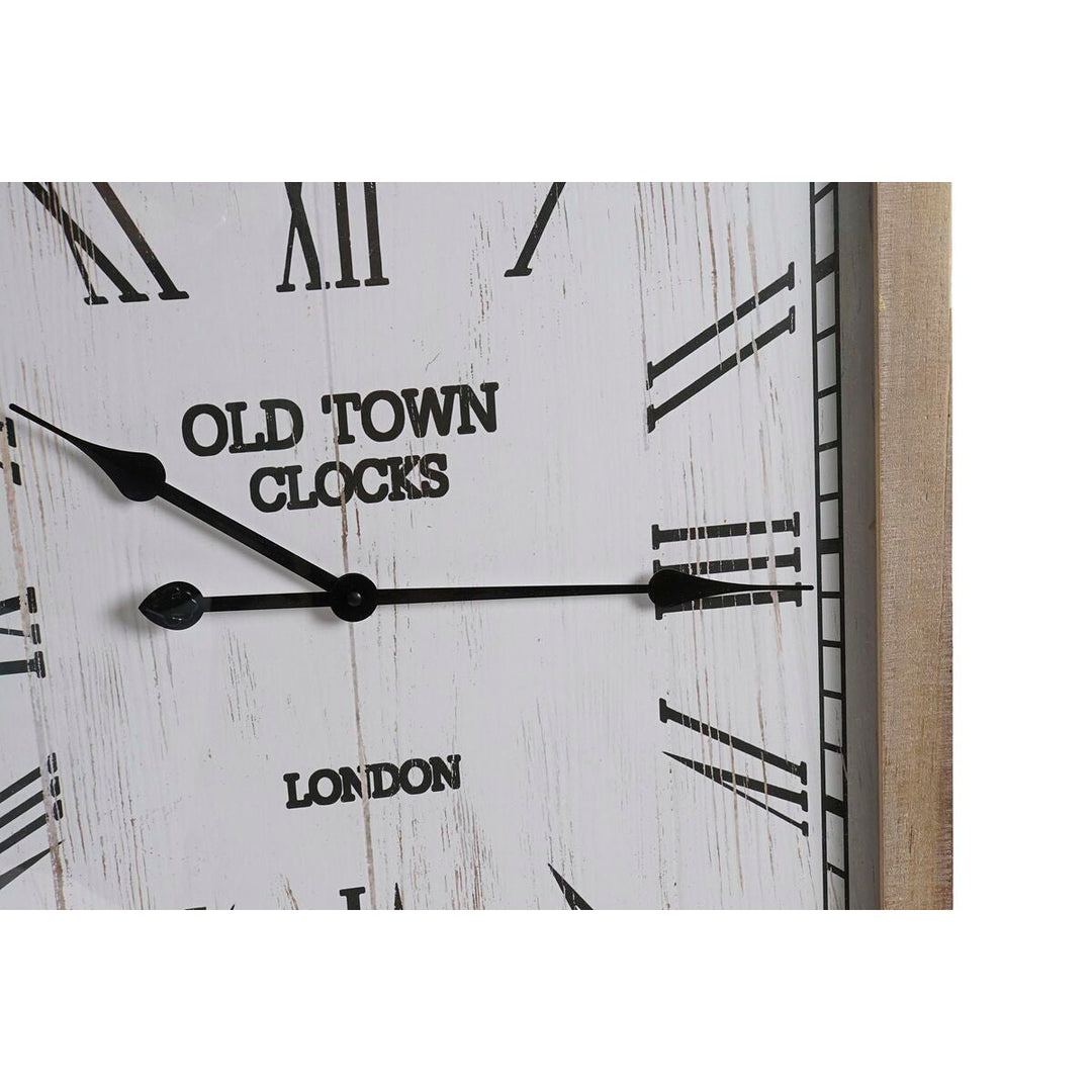 Wall Clock DKD Home Decor White Natural Iron MDF Wood 60 x 4,5 x 75 cm (2 Units)
