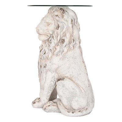 Side table DKD Home Decor Lion 52 x 44 x 72 cm Crystal Grey Metal White Magnesium