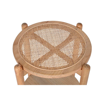 Side table DKD Home Decor Natural Rattan Paolownia wood (38 x 38 x 54,5 cm)