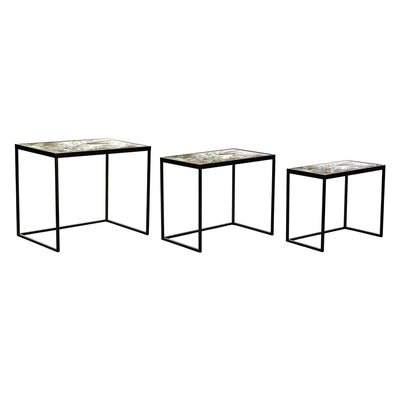 Set of 3 tables DKD Home Decor Black Green Golden 60 x 40 x 50 cm