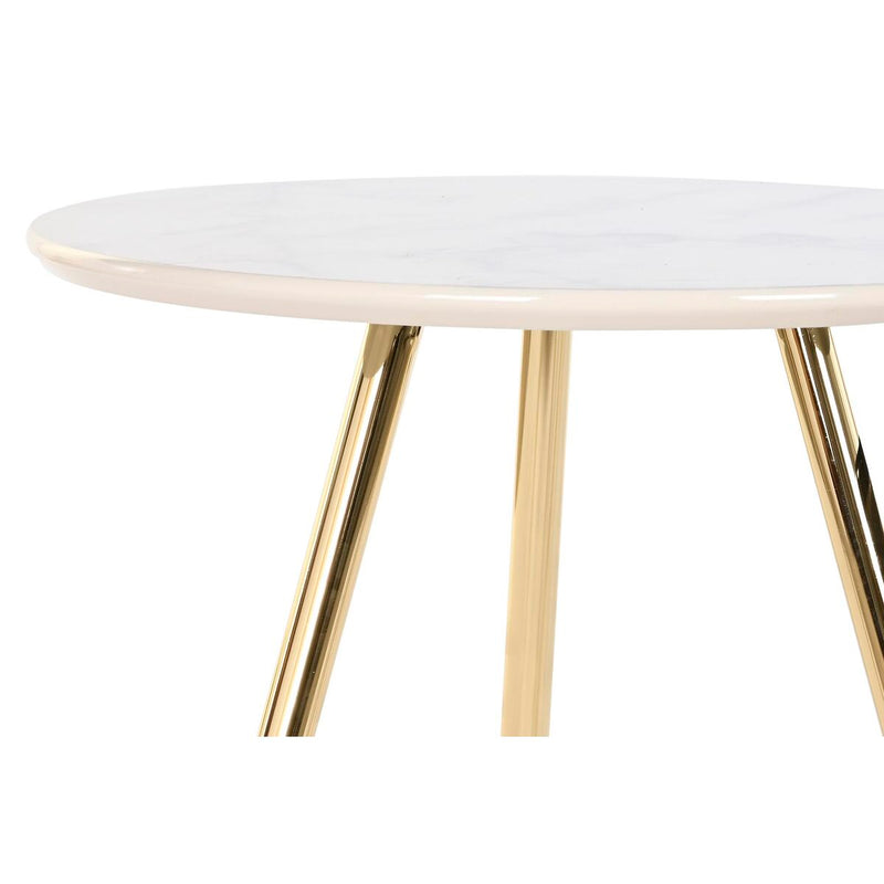 Conjunto de 2 mesas DKD Home Decor Branco Preto Dourado 46 x 46 x 45 cm
