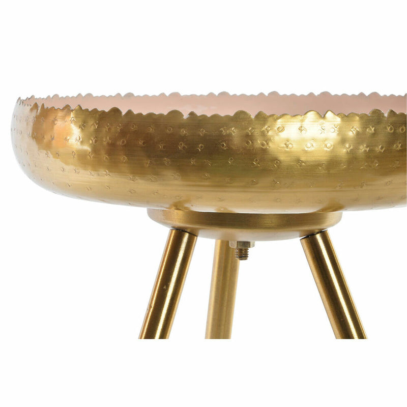 Mesa de apoio DKD Home Decor Cor de Rosa Dourado Alumínio Lacado (43 x 43 x 61 cm)