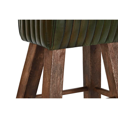 Tabouret DKD Home Decor Bois Marron Cuir Vert (41 x 30 x 79 cm)