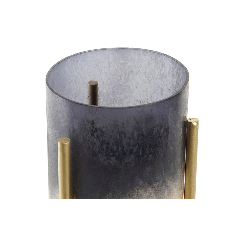 Candleholder DKD Home Decor 10 x 10 x 23 cm Crystal Golden Metal Bicoloured