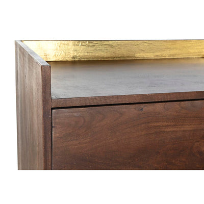 Chest of drawers DKD Home Decor Black Golden Metal Dark brown Mango wood Modern (70 x 45 x 92 cm)