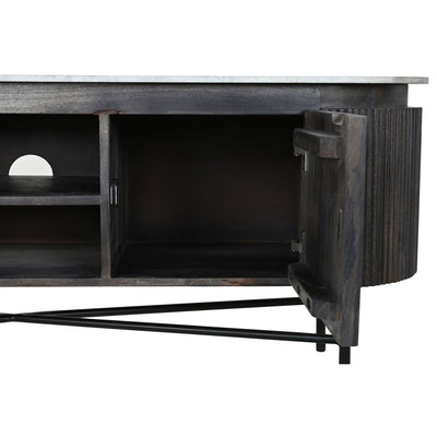 TV furniture DKD Home Decor 145 x 40 x 54 cm 150 x 41 x 54 cm Black Grey White Marble Mango wood