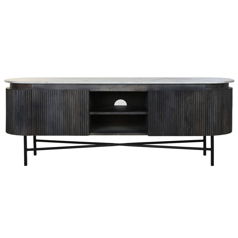 TV furniture DKD Home Decor 145 x 40 x 54 cm 150 x 41 x 54 cm Black Grey White Marble Mango wood