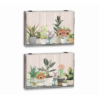 Cover DKD Home Decor Counter Plant MDF Wood 2 Units 46,5 x 6 x 31,5 cm