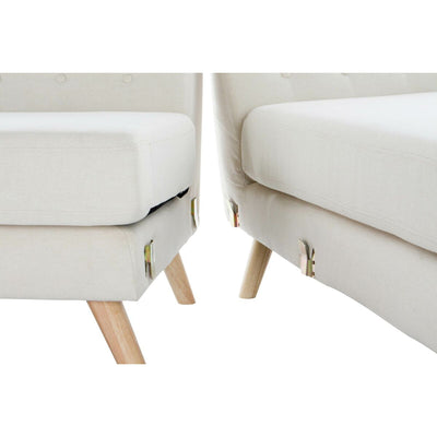 Sofá Chaise Longue DKD Home Decor Creme Madeira da borracha 226 x 144 x 84 cm