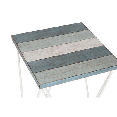 Side table DKD Home Decor Sky blue Natural Wood Metal 40 x 40 x 51 cm