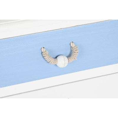 Mesa de Cabeceira DKD Home Decor 50 x 35 x 58 cm Corda Branco Azul celeste Azul Marinho Madeira MDF
