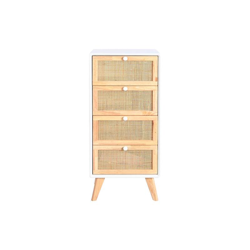 Chest of drawers DKD Home Decor White Rattan Paolownia wood 40 x 30 x 90 cm