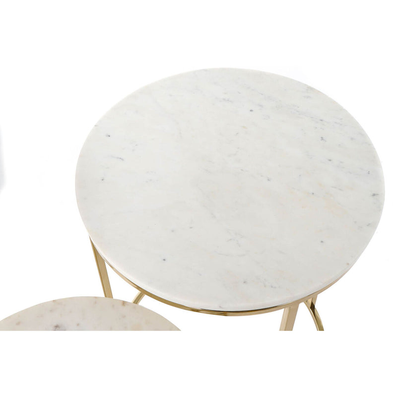 Conjunto de 2 mesas DKD Home Decor Branco Dourado Alumínio Mármore 46 x 46 x 58 cm