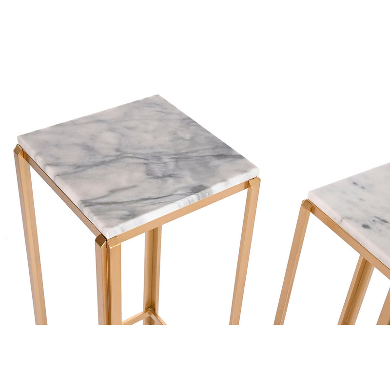 Conjunto de 2 mesas DKD Home Decor Branco Dourado 33 x 33 x 70 cm