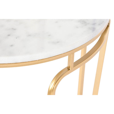 Table d'appoint DKD Home Decor 60 x 60 x 44,5 cm Doré Métal Blanc Marbre
