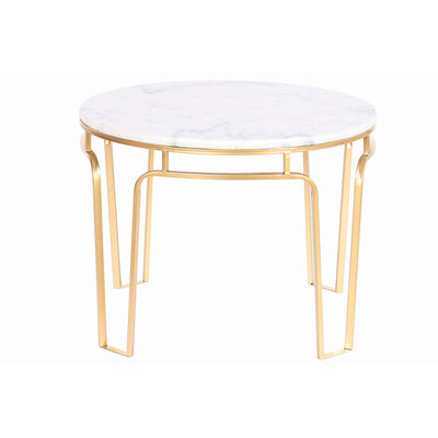 Mesa de apoio DKD Home Decor 60 x 60 x 44,5 cm Dourado Metal Branco Mármore