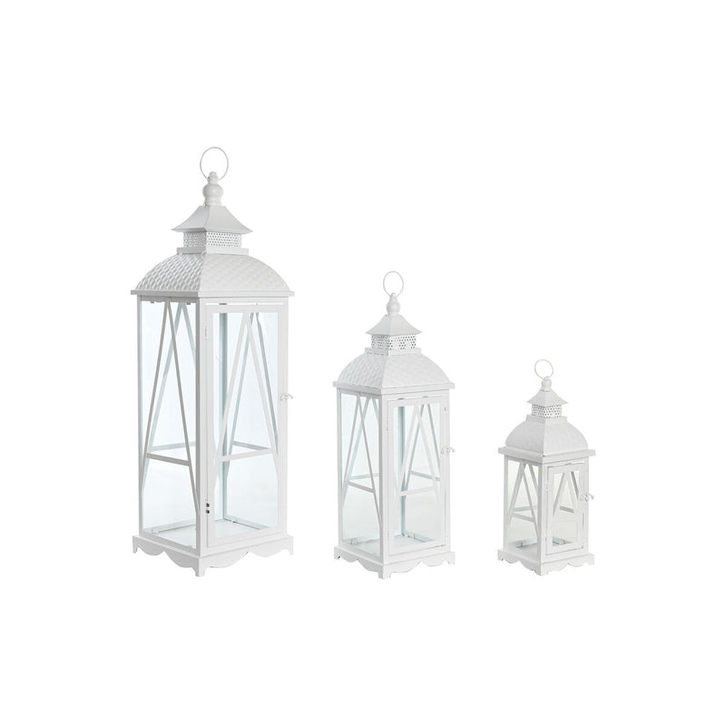 Street lamp DKD Home Decor 22 x 22 x 75 cm Crystal Metal White Shabby Chic