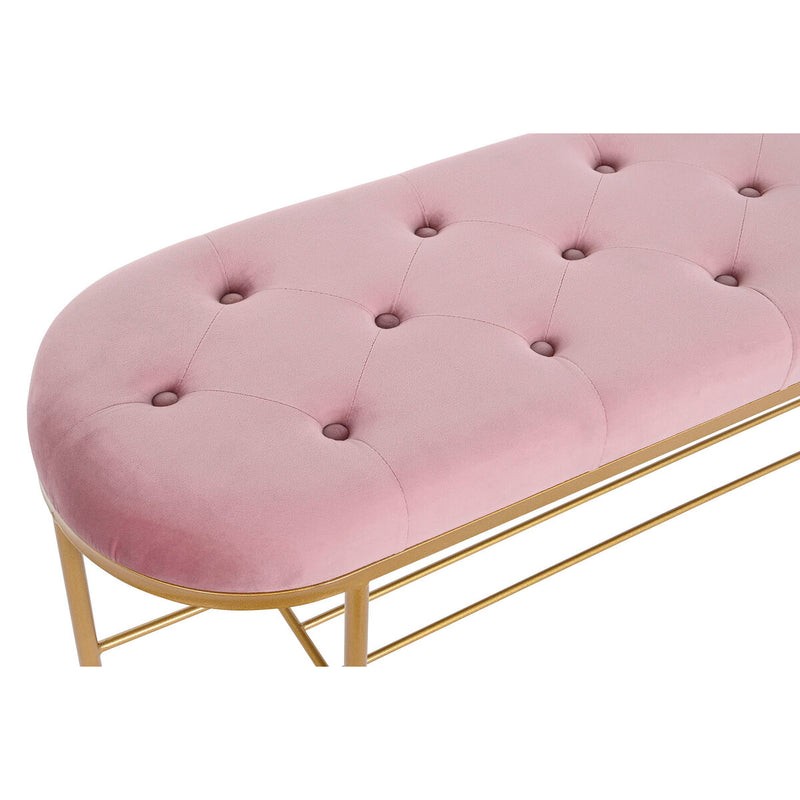 Bench DKD Home Decor 100 x 35 x 40 cm Pink Golden Metal