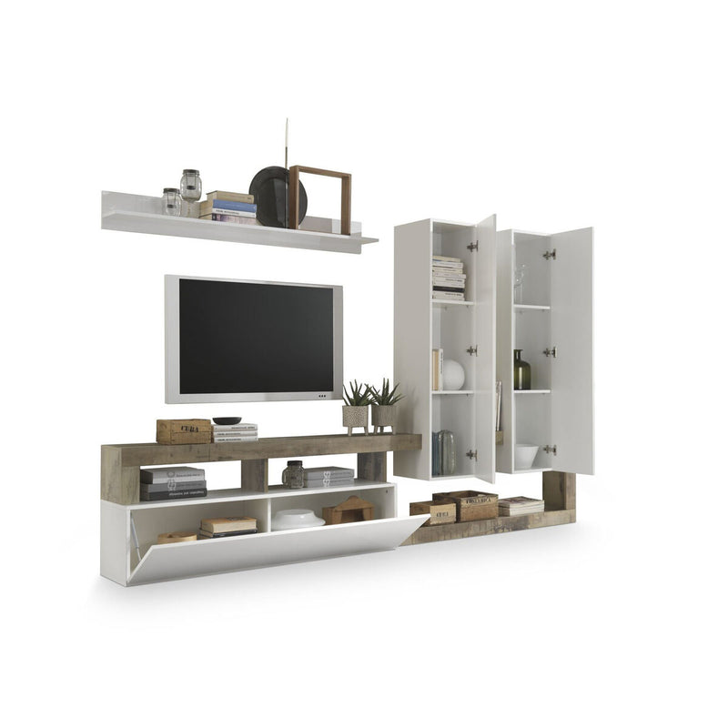 TV furniture DKD Home Decor White Metal Aluminium MDF Wood 277 x 75 x 173 cm 277 x 35 x 173 cm