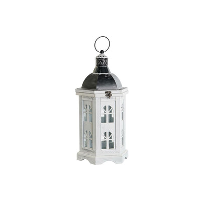 Lantern DKD Home Decor Aged finish White Dark grey Wood Crystal 19 x 17 x 39 cm