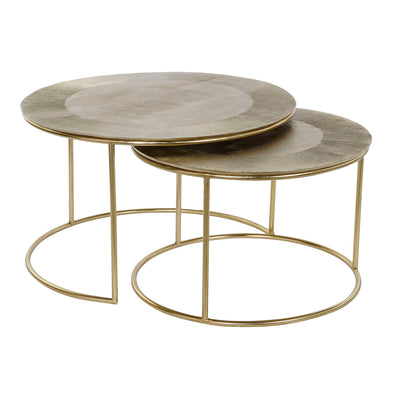 Conjunto de 2 mesas DKD Home Decor Dourado Metal Alumínio 76 x 76 x 44 cm