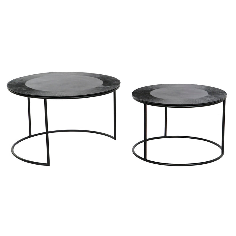 Conjunto de 2 mesas DKD Home Decor Preto Metal Alumínio 76 x 76 x 44 cm