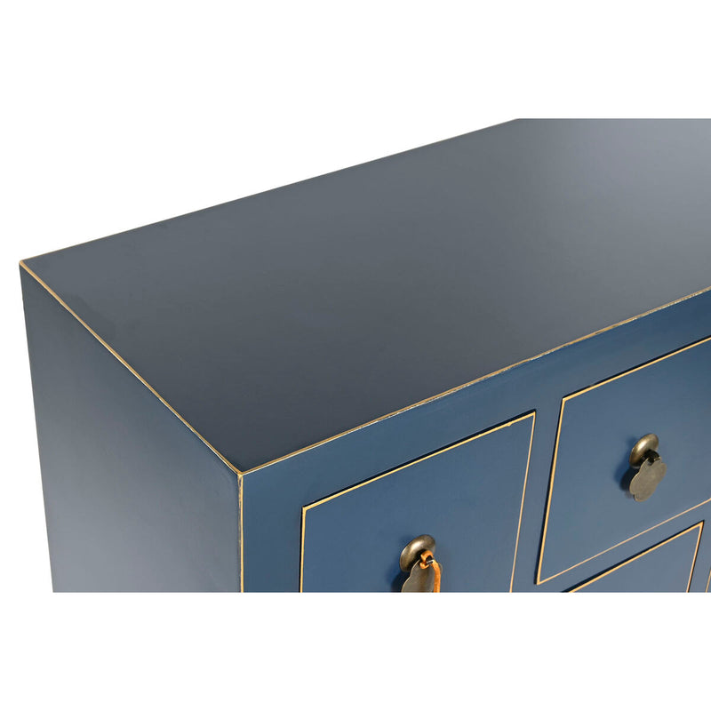 Cómoda DKD Home Decor Azul Dourado Abeto Madeira MDF Oriental 63 x 27 x 101 cm