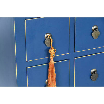 Cómoda DKD Home Decor Azul Dourado Abeto Madeira MDF Oriental 63 x 27 x 101 cm