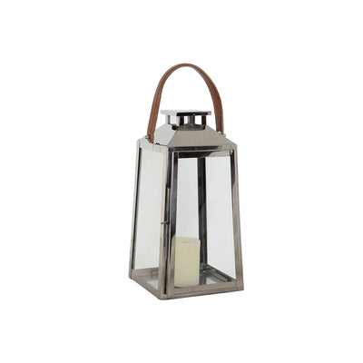 Lantern DKD Home Decor Brown Silver Leather Crystal Steel Chromed 20 x 20 x 40 cm