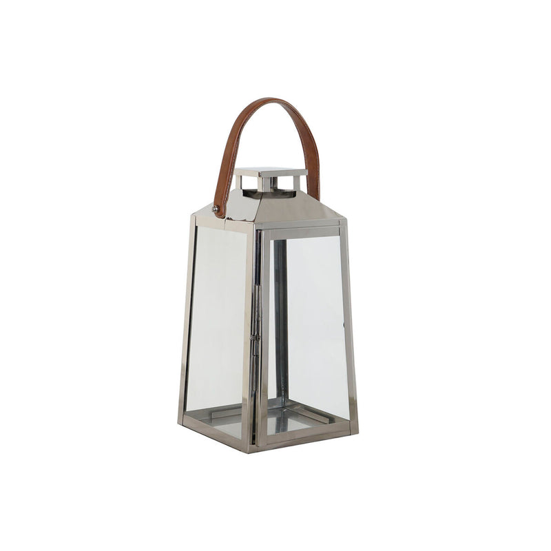 Lantern DKD Home Decor Brown Silver Leather Crystal Steel Chromed 20 x 20 x 40 cm