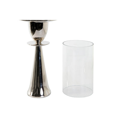 Candleholder DKD Home Decor Silver Aluminium Crystal 14 x 14 x 38 cm
