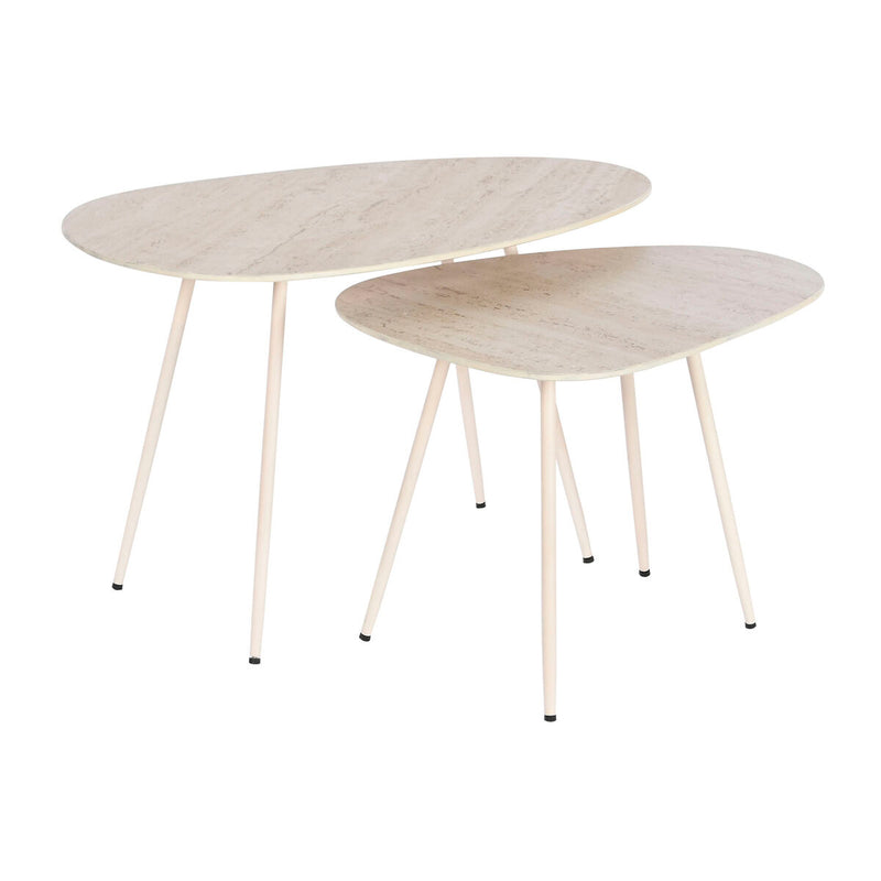 Set of 2 tables Home ESPRIT White Beige Light brown 73 x 43 x 45 cm