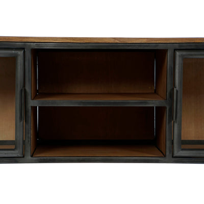 TV furniture Home ESPRIT Natural Dark grey Wood Metal 137 x 40 x 55 cm