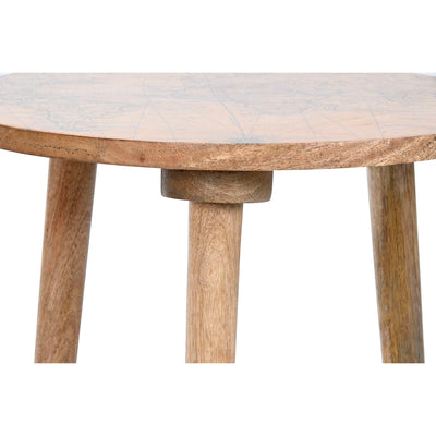 Table d'appoint Home ESPRIT Blanc Marron Clair Bois de manguier 40 x 40 x 47,5 cm (2 Unités)