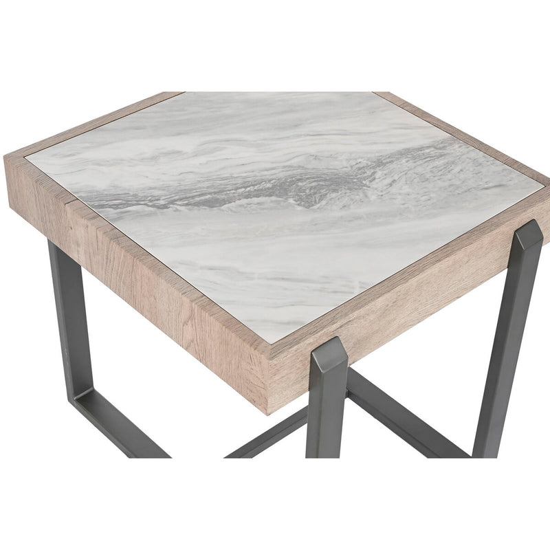 Side table Home ESPRIT White Grey Natural Metal 50 x 50 x 50 cm