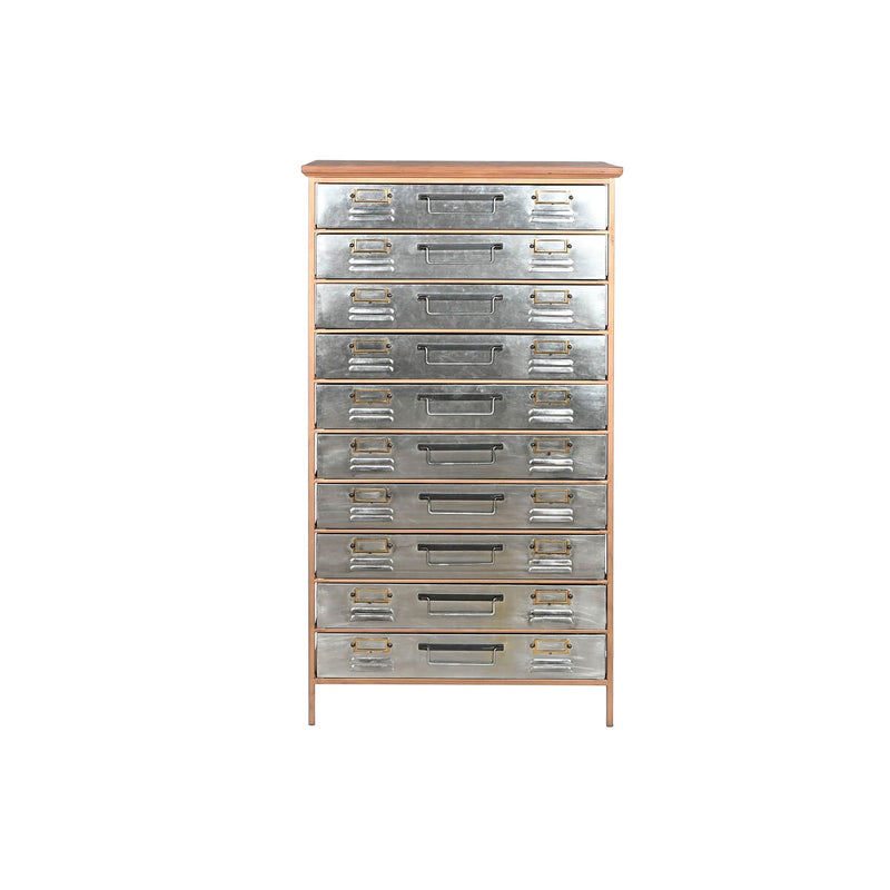 Cómoda Home ESPRIT Castanho Cinzento Prateado Natural Metal Abeto Loft 66 x 33,5 x 121 cm