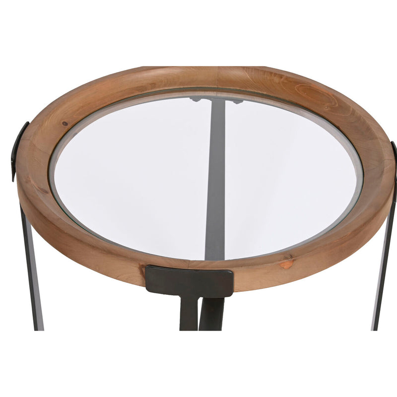 Conjunto de 2 mesas Home ESPRIT Castanho Preto Ferro Abeto 66 x 66 x 60 cm