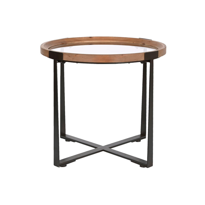 Set of 2 tables Home ESPRIT Brown Black Iron Fir 66 x 66 x 60 cm