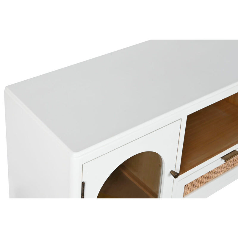 TV furniture Home ESPRIT White Crystal Paolownia wood 120 x 40 x 50 cm